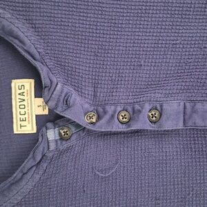 TECOVAS Western Goods Peru Blue Grey Pima Cotton Mens Small Knit Henley‎ Shirt